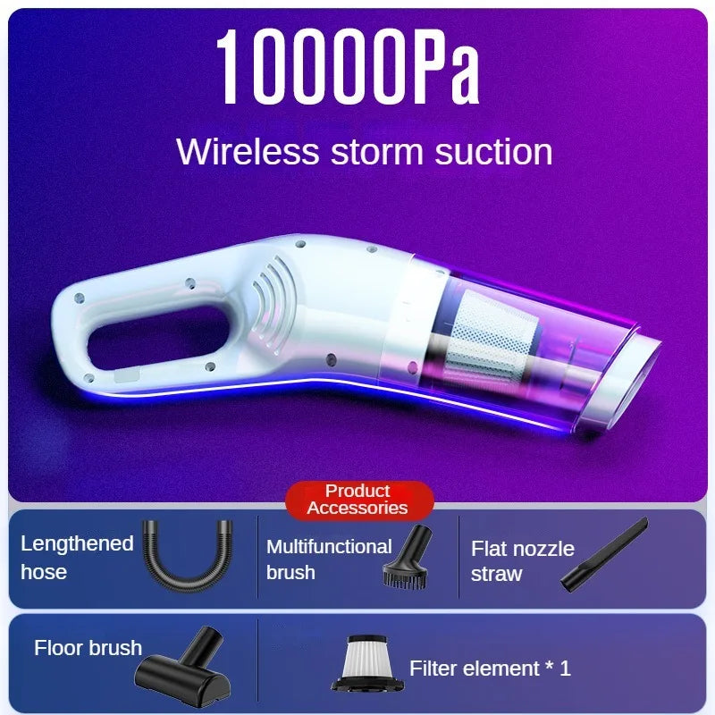 TurboVac 10K: Wireless Handheld Car & Home Vacuum Cleaner – 10,000PA Powerful Suction