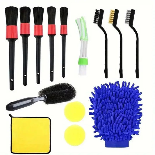 Complete Car Detailing Kit – Brushes, Sponges, Towels for Vents, Rims, and Dirt Removal